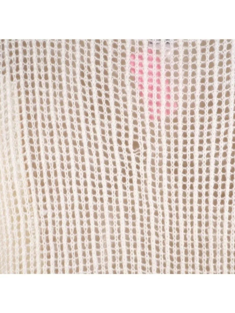 Keren Hart Womens Sweater SIze M Crocheted Ivory Crew Neck Bell Long Sleeve